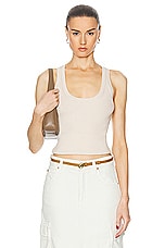 Enza Costa Linen Knit Scoop Tank Top in Bone, view 1, click to view large image.