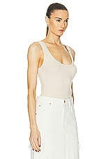 Enza Costa Linen Knit Scoop Tank Top in Bone, view 2, click to view large image.