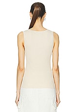Enza Costa Linen Knit Scoop Tank Top in Bone, view 3, click to view large image.