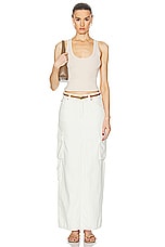 Enza Costa Linen Knit Scoop Tank Top in Bone, view 4, click to view large image.