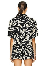 Enza Costa Resort Shirt in Abstract Tropical Cupro, view 3, click to view large image.