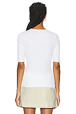 Enza Costa Linen Knit Half Sleeve Crew Top in White, view 3, click to view large image.