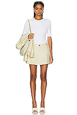 Enza Costa Linen Knit Half Sleeve Crew Top in White, view 4, click to view large image.