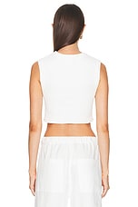 Enza Costa Textured Jacquard Cropped Tank Top in Off White, view 3, click to view large image.