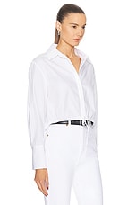 Enza Costa Poplin Drawcord Shirt in White, view 2, click to view large image.