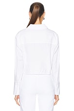 Enza Costa Poplin Drawcord Shirt in White, view 3, click to view large image.