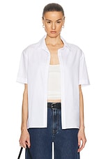Enza Costa Poplin Resort Shirt in White, view 1, click to view large image.