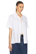 Enza Costa Poplin Resort Shirt in White, view 2, click to view large image.