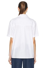 Enza Costa Poplin Resort Shirt in White, view 3, click to view large image.