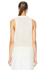 Enza Costa Linen Open Knit Vest in White, view 3, click to view large image.