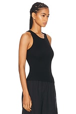 Enza Costa Silk Rib Sheath Tank in Black, view 2, click to view large image.