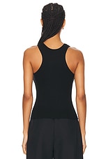 Enza Costa Silk Rib Sheath Tank in Black, view 3, click to view large image.
