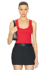Enza Costa Supima Rib Scoop Tank in Poppy, view 1, click to view large image.