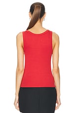 Enza Costa Supima Rib Scoop Tank in Poppy, view 3, click to view large image.