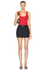 Enza Costa Supima Rib Scoop Tank in Poppy, view 4, click to view large image.
