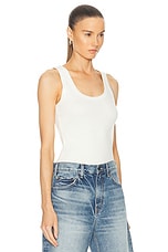Enza Costa Supima Rib Scoop Tank in Vanilla, view 2, click to view large image.