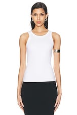 Enza Costa Supima Rib Sheath Tank in White, view 1, click to view large image.