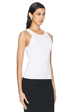 Enza Costa Supima Rib Sheath Tank in White, view 2, click to view large image.