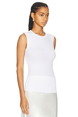 Enza Costa Stretch Silk Knit Sleeveless Tank in White, view 2, click to view large image.