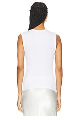 Enza Costa Stretch Silk Knit Sleeveless Tank in White, view 3, click to view large image.
