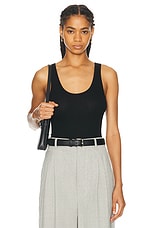 Enza Costa Stretch Silk Knit Tank in Black, view 1, click to view large image.
