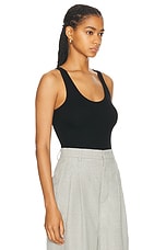 Enza Costa Stretch Silk Knit Tank in Black, view 2, click to view large image.