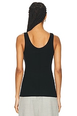 Enza Costa Stretch Silk Knit Tank in Black, view 3, click to view large image.