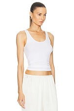 Enza Costa Stretch Silk Knit Tank in White, view 2, click to view large image.