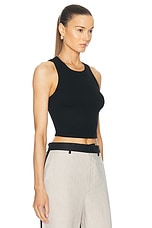 Enza Costa Cropped Bold Sheath Tank in Black, view 2, click to view large image.