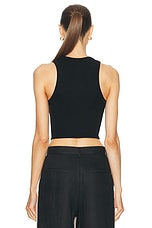 Enza Costa Cropped Bold Sheath Tank in Black, view 3, click to view large image.