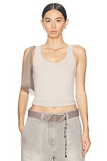 Enza Costa Military Rib Bold Tank in Flax, view 1, click to view large image.
