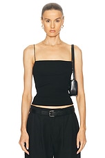 Enza Costa Silk Knit Strappy Essential Tank in Black, view 1, click to view large image.