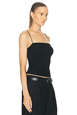 Enza Costa Silk Knit Strappy Essential Tank in Black, view 2, click to view large image.