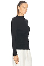 Enza Costa Longsleeve Twist Top in Black, view 2, click to view large image.