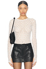 Enza Costa Lace Longsleeve Crewneck Top in Off White, view 1, click to view large image.