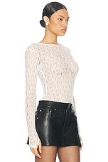 Enza Costa Lace Longsleeve Crewneck Top in Off White, view 2, click to view large image.