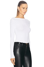 Enza Costa Silk Knit Boat Neck Top in White, view 2, click to view large image.