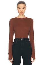 Enza Costa Cashmere Easy Cuffed Crewneck Top in Nutshell, view 1, click to view large image.