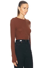 Enza Costa Cashmere Easy Cuffed Crewneck Top in Nutshell, view 2, click to view large image.