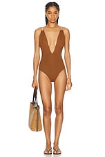 ERES Twist Pirouette One Piece Swimsuit in Caramelo & Percale, view 4, click to view large image.