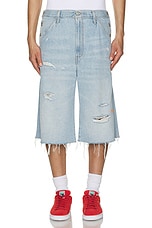 ERL Unisex Levis 501 Denim Shorts Woven in Blue, view 6, click to view large image.