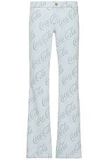 ERL Jacquard Denim Flare Pants Woven in Grey Coca Cola, view 1, click to view large image.