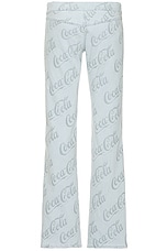 ERL Jacquard Denim Flare Pants Woven in Grey Coca Cola, view 2, click to view large image.