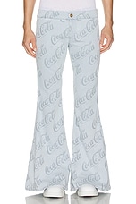 ERL Jacquard Denim Flare Pants Woven in Grey Coca Cola, view 4, click to view large image.