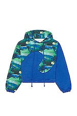 ERL Unisex Printed Swirl Fleece Hoodie Knit in ERL GREEN SUNSET, view 1, click to view large image.
