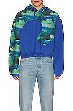 ERL Unisex Printed Swirl Fleece Hoodie Knit in ERL GREEN SUNSET, view 3, click to view large image.