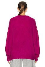 ERL Unisex Kiss Mohair Intarsia Sweater Knit in FUSCIA, view 3, click to view large image.