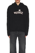 ERL Unisex Venice Patch Hoodie Knit in BLACK, view 4, click to view large image.