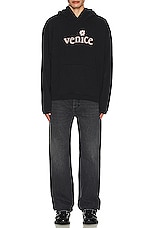 ERL Unisex Venice Patch Hoodie Knit in BLACK, view 5, click to view large image.
