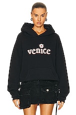 ERL Unisex Venice Patch Hoodie Knit in BLACK, view 1, click to view large image.